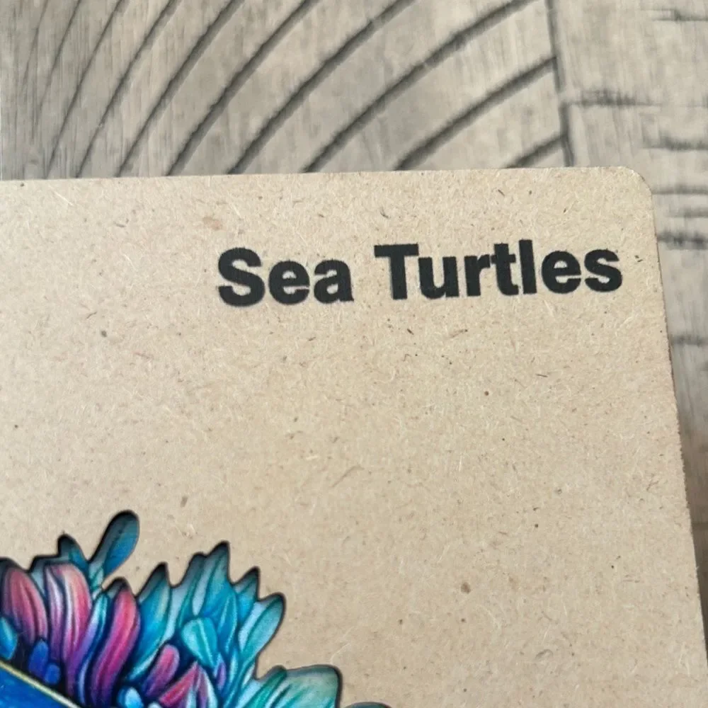 Colorful Sea Turtle Art 🖼️ Puzzle 🧩 wood box & burlap bag